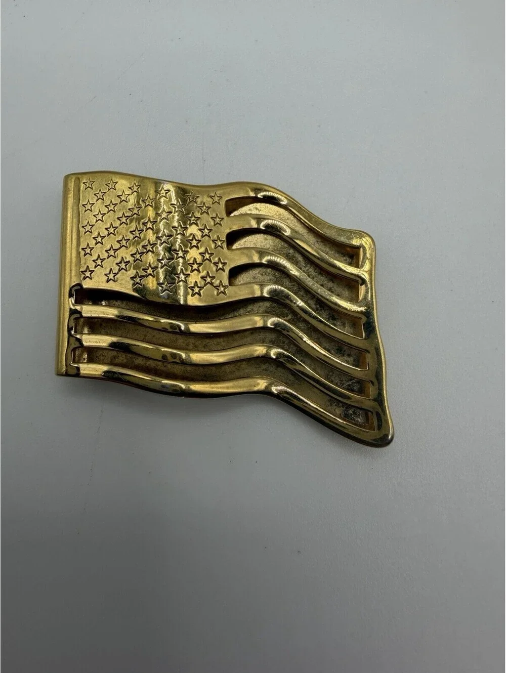 Vintage Avon Money Clip American Flag Gold Tone Money Clip